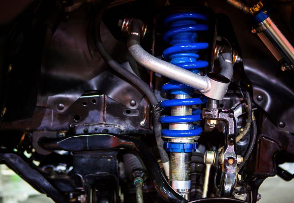 Amortiguador azul en un automovil